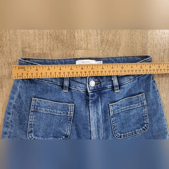 Paris Atelier & Other Stories Faded Flare Patch Pocket High Rise Jeans 28 (D16) - Picture 5 of 11